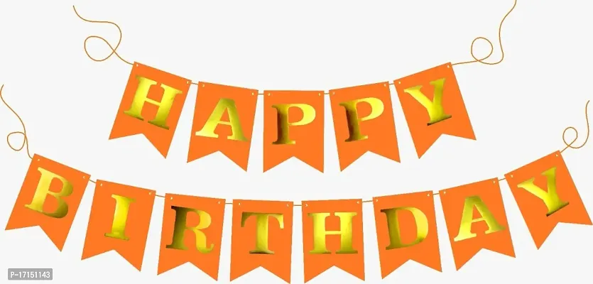 DANDLES Happy Birthday Banner - Birthday Decoration Items Kit - Home Bedroom Decorations Set - 1st 10th 25th 50th Birthday D?cor - Birthday Banner(Orange)