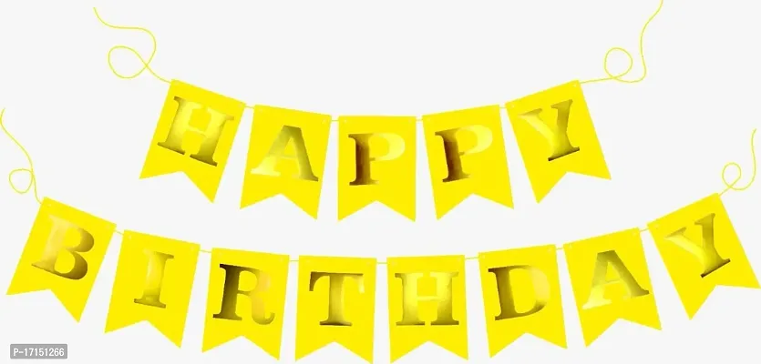 DANDLES Happy Birthday Banner - Birthday Decoration Items Kit - Home Bedroom Decorations Set - 1st 10th 25th 50th Birthday D?cor - Birthday Banner(Yellow)-thumb0