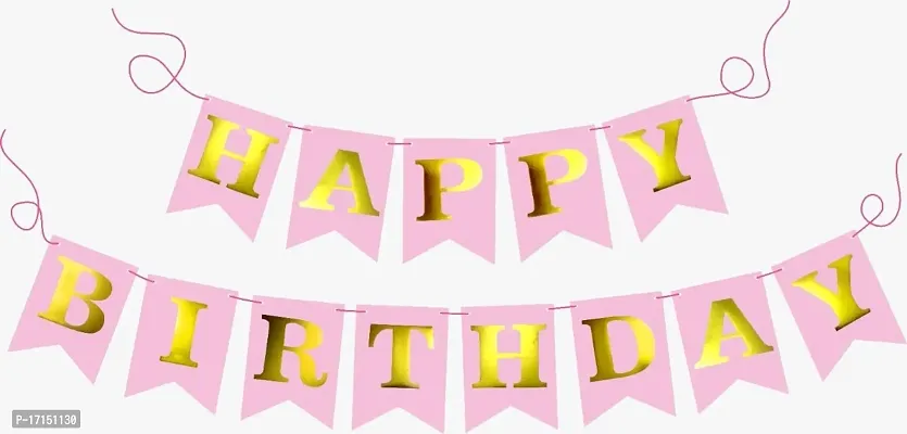 DANDLES Happy Birthday Banner - Birthday Decoration Items Kit - Home Bedroom Decorations Set - 1st 10th 25th 50th Birthday D?cor - Birthday Banner(Pink)