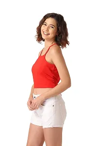 Vemante Red Casual Top has Featured with Square Neck,Shoulder Straps on Sleeves,Solid Print.Top has Cotton Fabric.-thumb2