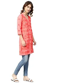 Saadgi Lucknowi Chikankari Orange Kurta for Women-thumb2