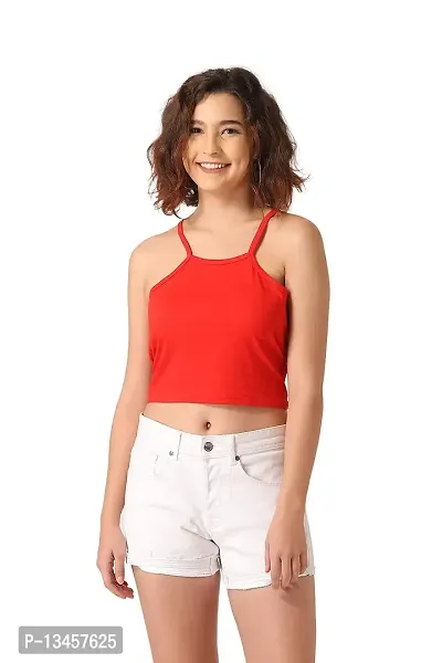 Vemante Red Casual Top has Featured with Square Neck,Shoulder Straps on Sleeves,Solid Print.Top has Cotton Fabric.-thumb0