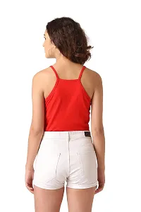 Vemante Red Casual Top has Featured with Square Neck,Shoulder Straps on Sleeves,Solid Print.Top has Cotton Fabric.-thumb1