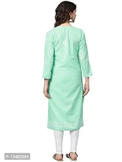 Saadgi Sea Green Chikankari Handwork Cotton Kurta (SIK25SGRN-L)-thumb2