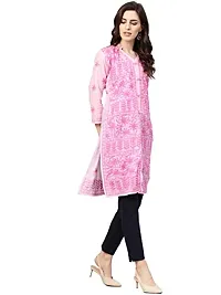 Saadgi Lucknowi Chikankari Kurti for Women Dark Pink-thumb1
