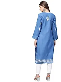 Saadgi Blue Chikankari Handwork Cotton Kurta (SIK25BLU-M)-thumb1