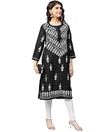 Saadgi Black Chikankari Handwork Cotton Kurta (SIK25BLK-S)-thumb4