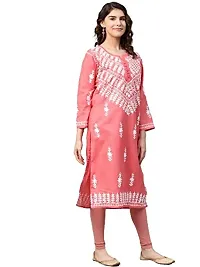 Saadgi Peach Chikankari Handwork Cotton Kurta (SIK25PEA-S)-thumb2