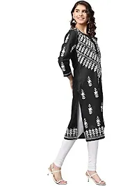 Saadgi Black Chikankari Handwork Cotton Kurta (SIK25BLK-M)-thumb2