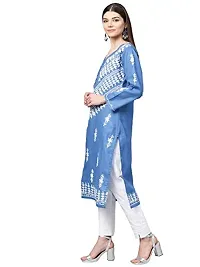 Saadgi Blue Chikankari Handwork Cotton Kurta (SIK25BLU-L)-thumb2