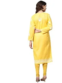 Saadgi Yellow Chikankari Handwork Cotton Kurta (SIK25YEL-M)-thumb1