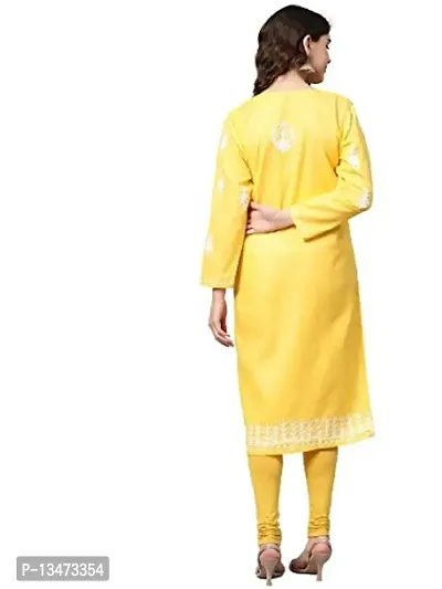 Saadgi Yellow Chikankari Handwork Cotton Kurta (SIK25YEL-M)-thumb2