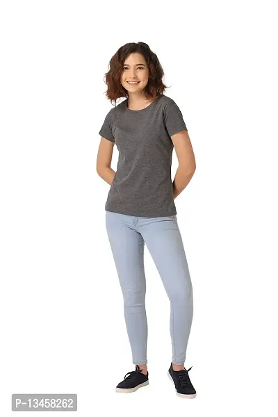 Vemante Grey Casual Top has Featured with Round Neck,Solid Print.Top has Cotton Fabric.-thumb5