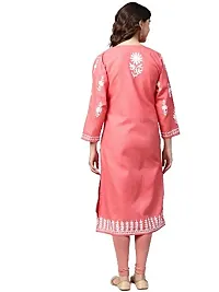 Saadgi Peach Chikankari Handwork Cotton Kurta (SIK25PEA-L)-thumb1