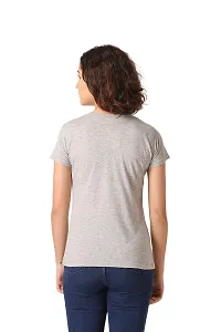Vemante Women's Cotton Fabric Grey Casual Solid Print Top with Round Neck-thumb1