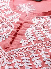 Saadgi Peach Chikankari Handwork Cotton Kurta (SIK25PEA-S)-thumb3