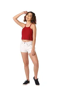 Vemante Maroon Casual Top has Featured with Square Neck,Shoulder Straps on Sleeves,Solid Print.Top has Cotton Fabric.-thumb4