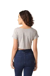 Vemante Grey Casual Top has Featured with Round Neck,Solid Print.Top has Cotton Fabric.-thumb1