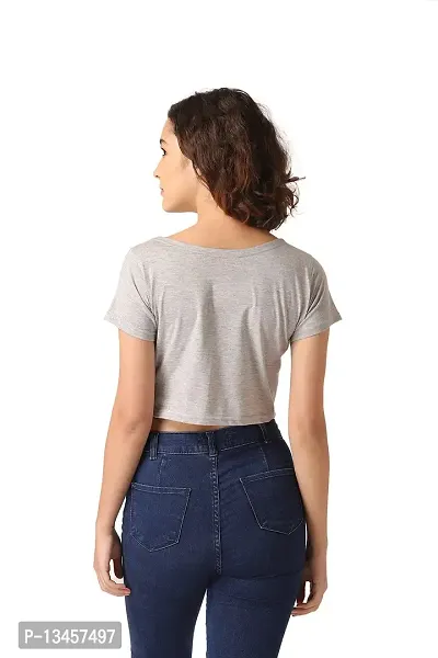 Vemante Grey Casual Top has Featured with Round Neck,Solid Print.Top has Cotton Fabric.-thumb2