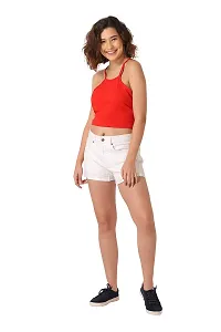 Vemante Red Casual Top has Featured with Square Neck,Shoulder Straps on Sleeves,Solid Print.Top has Cotton Fabric.-thumb4