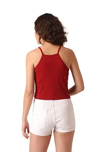 Vemante Maroon Casual Top has Featured with Square Neck,Shoulder Straps on Sleeves,Solid Print.Top has Cotton Fabric.-thumb1