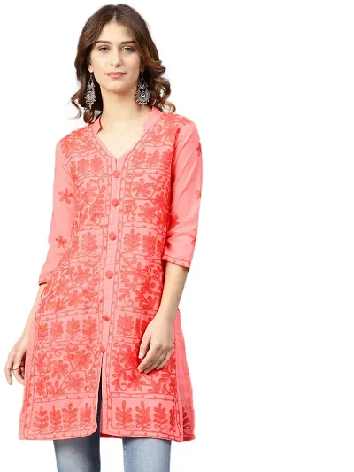 Saadgi Women's Regular Kurta (ABI-1130-XS_Peach Orange_Large)