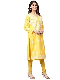 Saadgi Yellow Chikankari Handwork Cotton Kurta (SIK25YEL-M)-thumb2