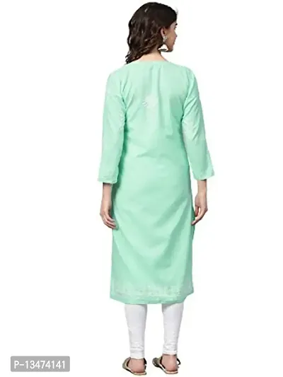 Saadgi Sea Green Chikankari Handwork Cotton Kurta (SIK25SGRN-M)-thumb2