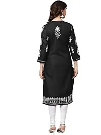 Saadgi Black Chikankari Handwork Cotton Kurta (SIK25BLK-S)-thumb1