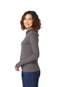 Vemante Grey Hooded Top has Featured with Round Neck,Full Sleeves which has Covered with Thumb,Solid Print.Top has Cotton Fabric.-thumb2