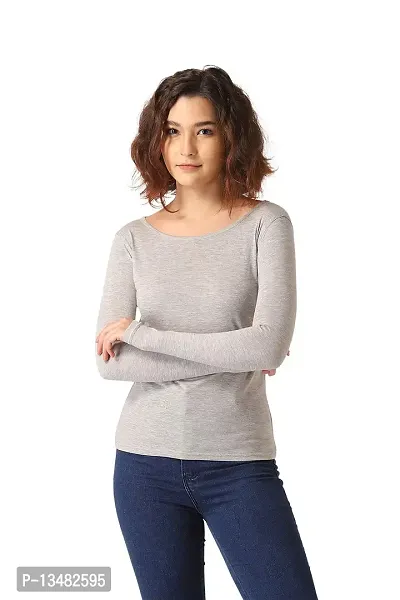 Vemante Grey Casual Top has Featured with Round Neck,Full Sleeves which has Covered with Thumb,Solid Print.Top has Cotton Fabric.