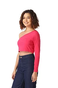 Vemante Pink Casual Top has Featured with Single Shoulder Neck,Solid Print.Top has Cotton Fabric.-thumb2