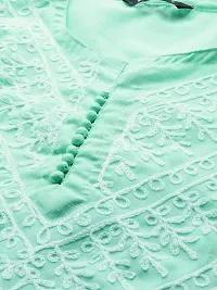 Saadgi Sea Green Chikankari Handwork Cotton Kurta (SIK25SGRN-L)-thumb3