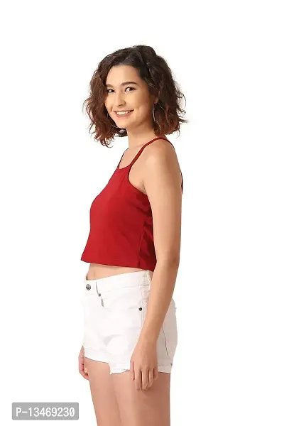 Vemante Maroon Casual Top has Featured with Square Neck,Shoulder Straps on Sleeves,Solid Print.Top has Cotton Fabric.-thumb3