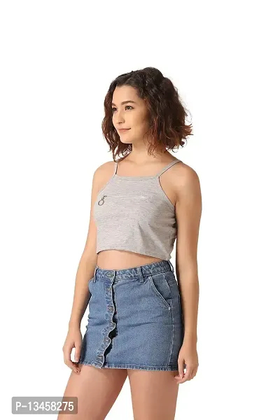 Vemante Light Grey Casual Top has Featured with Square Neck with Zip in Front,Shoulder Straps on Sleeves,Solid Print.Top has Cotton Fabric.-thumb3