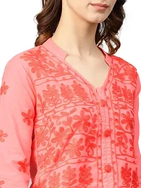 Saadgi Women's Cotton Regular Kurta (ABI-1130-XS_Peach Orange_Large)-thumb4