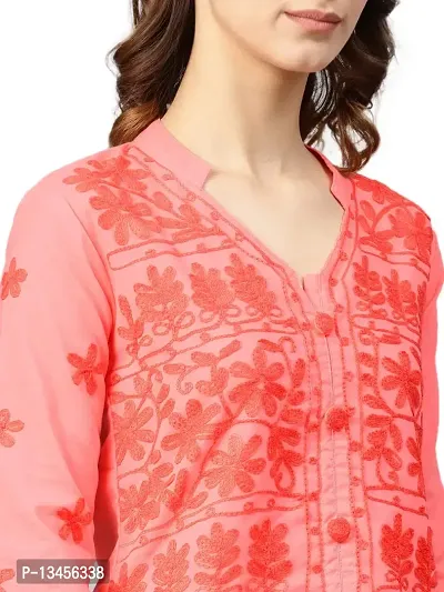 Saadgi Women's Cotton Regular Kurta (ABI-1130-XS_Peach Orange_Large)-thumb5