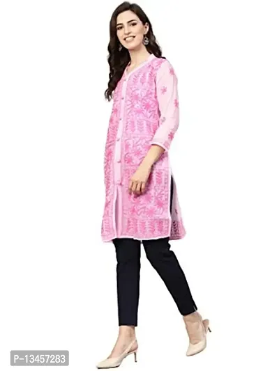 Saadgi Lucknowi Chikankari Kurti for Women Dark Pink-thumb5