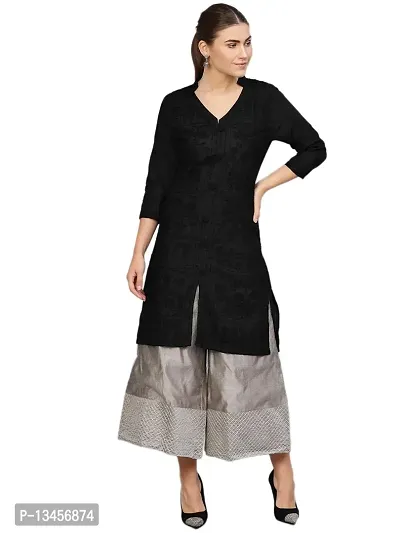Saadgi Women's Cotton Regular Kurta (IBK9262OW_XXL_Black_X-Large)-thumb3