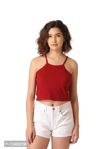 Vemante Maroon Casual Top has Featured with Square Neck,Shoulder Straps on Sleeves,Solid Print.Top has Cotton Fabric.-thumb0
