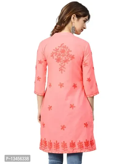 Saadgi Women's Cotton Regular Kurta (ABI-1130-XS_Peach Orange_Large)-thumb2