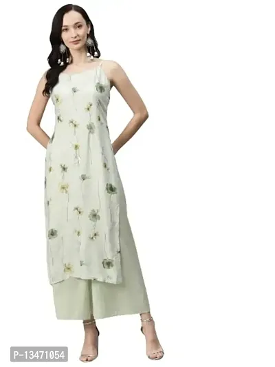 RANG GALI Floral Georgette Printed Sleeveless Kurta for Women Girls-thumb0