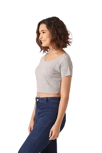 Vemante Grey Casual Top has Featured with Round Neck,Solid Print.Top has Cotton Fabric.-thumb2