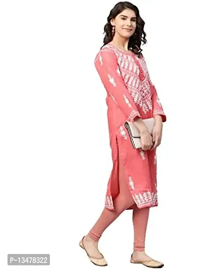 Saadgi Peach Chikankari Handwork Cotton Kurta (SIK25PEA-L)-thumb5