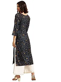 Saadgi Women Navy Blue Golden Cotton Bandhani Printed Kurta-thumb2