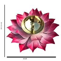 ANVI Decor Brass Lotus Shape Akhand Diya 6"",Pink Color, Puja Deepak/Oil lamp Colorful Kamal Patta Design for Diwali Gifting (Pack of 2) Brass Table Diya (Dimension: 6 inch)-thumb1