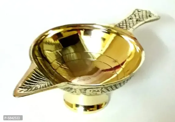 Brass Gold Finished LAXMI DEEPAK Deep (Medium Size) ( Pack of 2 )Table Decor Puja Diya-thumb2