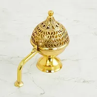 Brass Gold Metal Dhoop Dani With Handle - ( Pack Of 1 )-thumb1