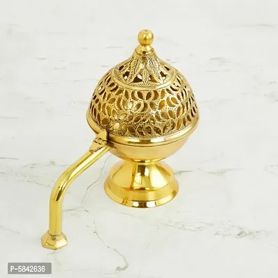 Brass Gold Metal Dhoop Dani With Handle - ( Pack Of 1 )-thumb2