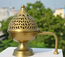 Brass Gold Metal Dhoop Dani With Handle - ( Pack Of 1 )-thumb3